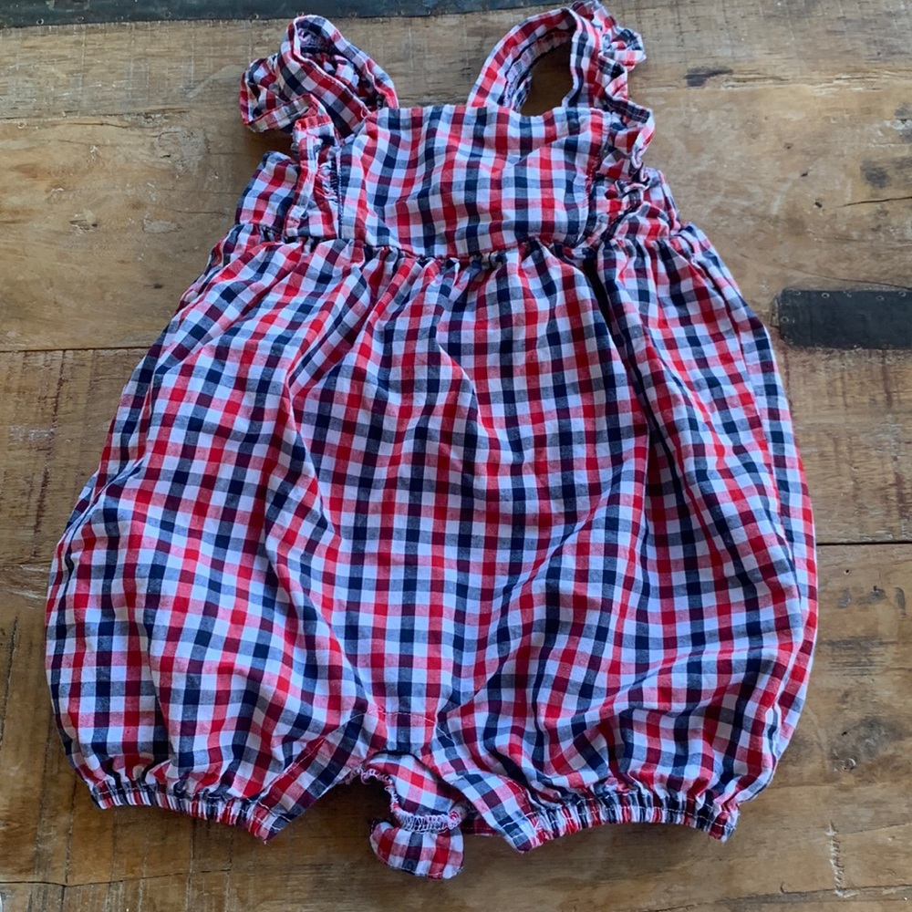 Red white and blue gingham bubble. 12M